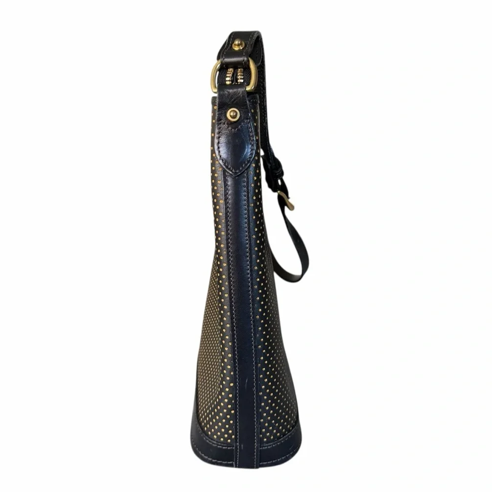 Dooney & Bourke Vintage Cabrio Perforated Polka Dot Leather Hobo Shoulder Bag